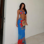 Bikini Floral Azul 3 Piezas · Estilo Sexy