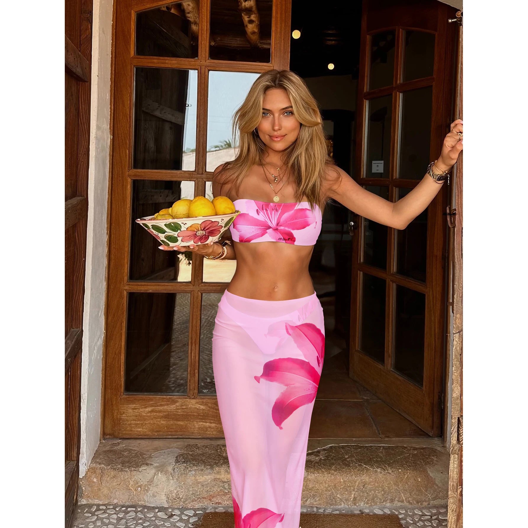 Bikini Azul 3 Piezas · Falda + Halter