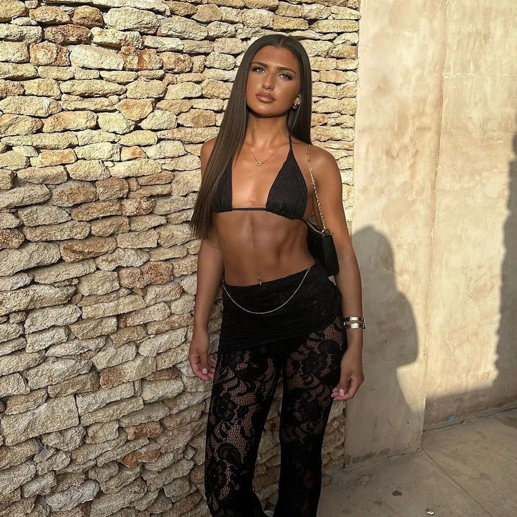 Bikini 3 piezas push-up con encaje