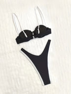 Bikini Bicolor Blanco & Negro con Aro – Sexy para Playa y Vacaciones