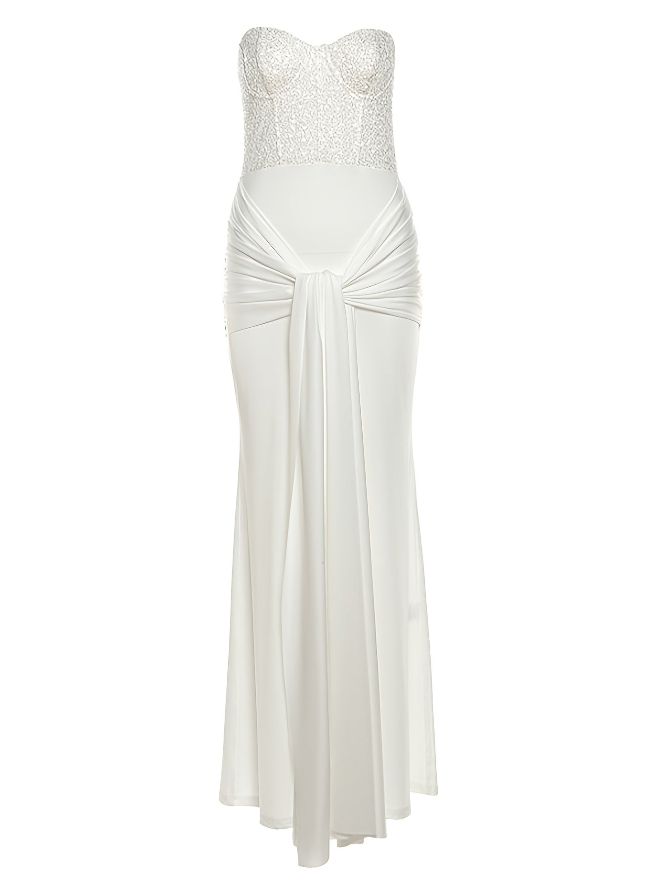 Vestido Largo Blanco con Lentejuelas y Espalda Descubierta – Elegancia Total