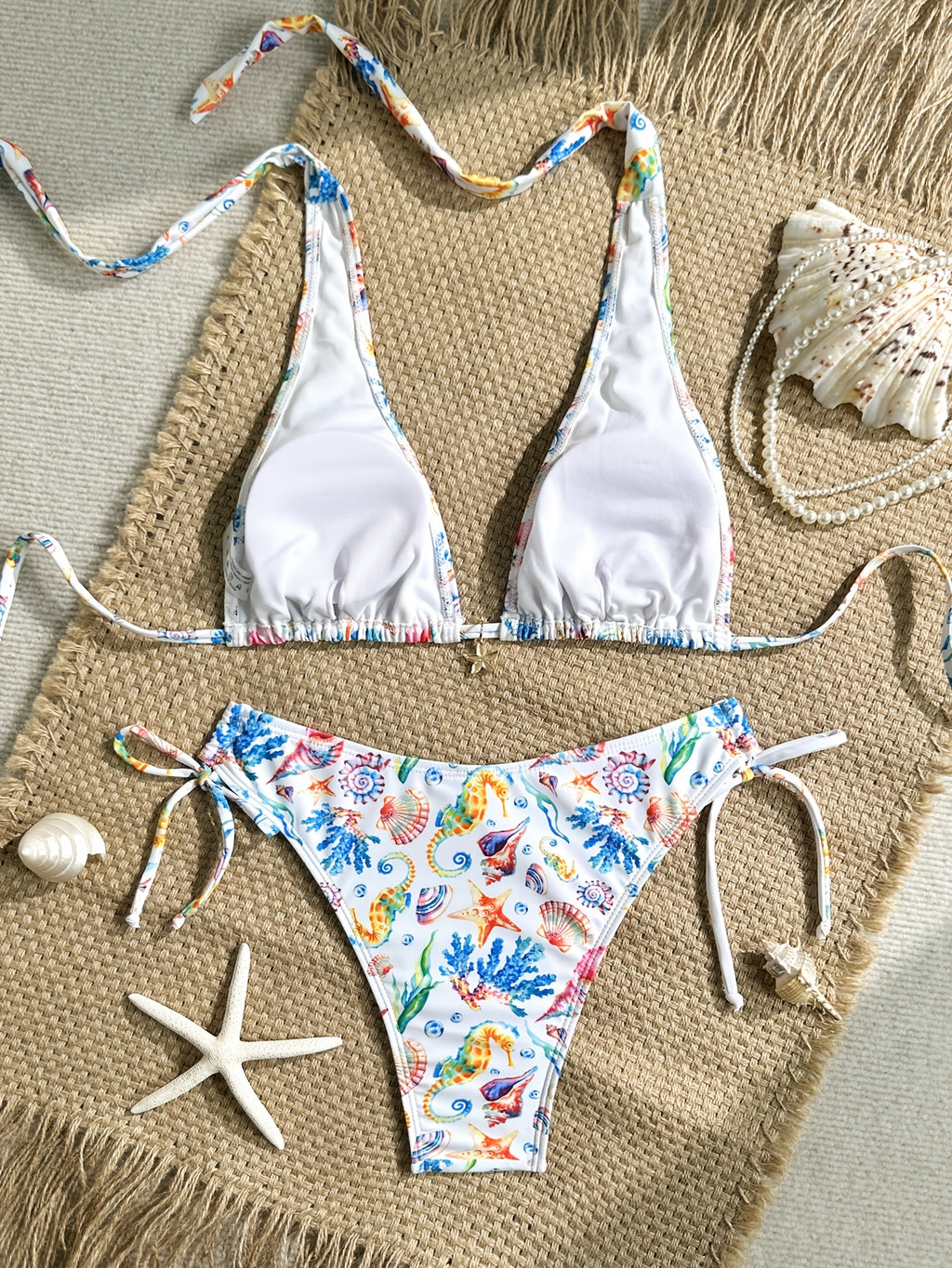 Bikini halter con estampado dopamina