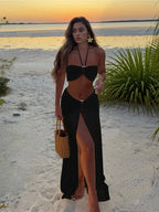 Bikini 3 piezas con aro metálico en U + falda semitransparente