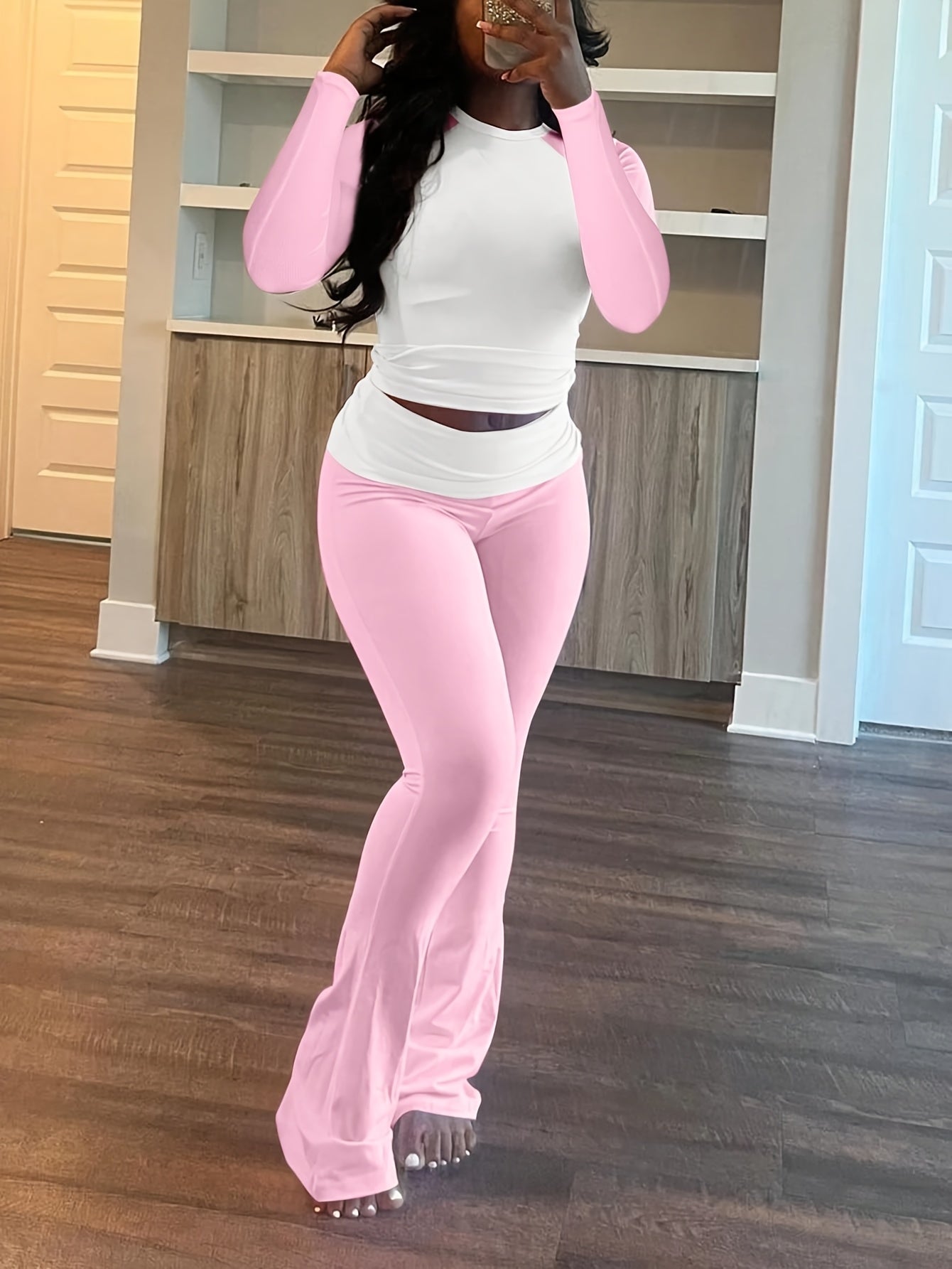 Set Casual Patchwork · Camiseta + Pantalón Acampanado