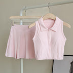 Set Deportivo 2 Piezas – Top con Almohadillas + Falda Short de Alto Rendimiento