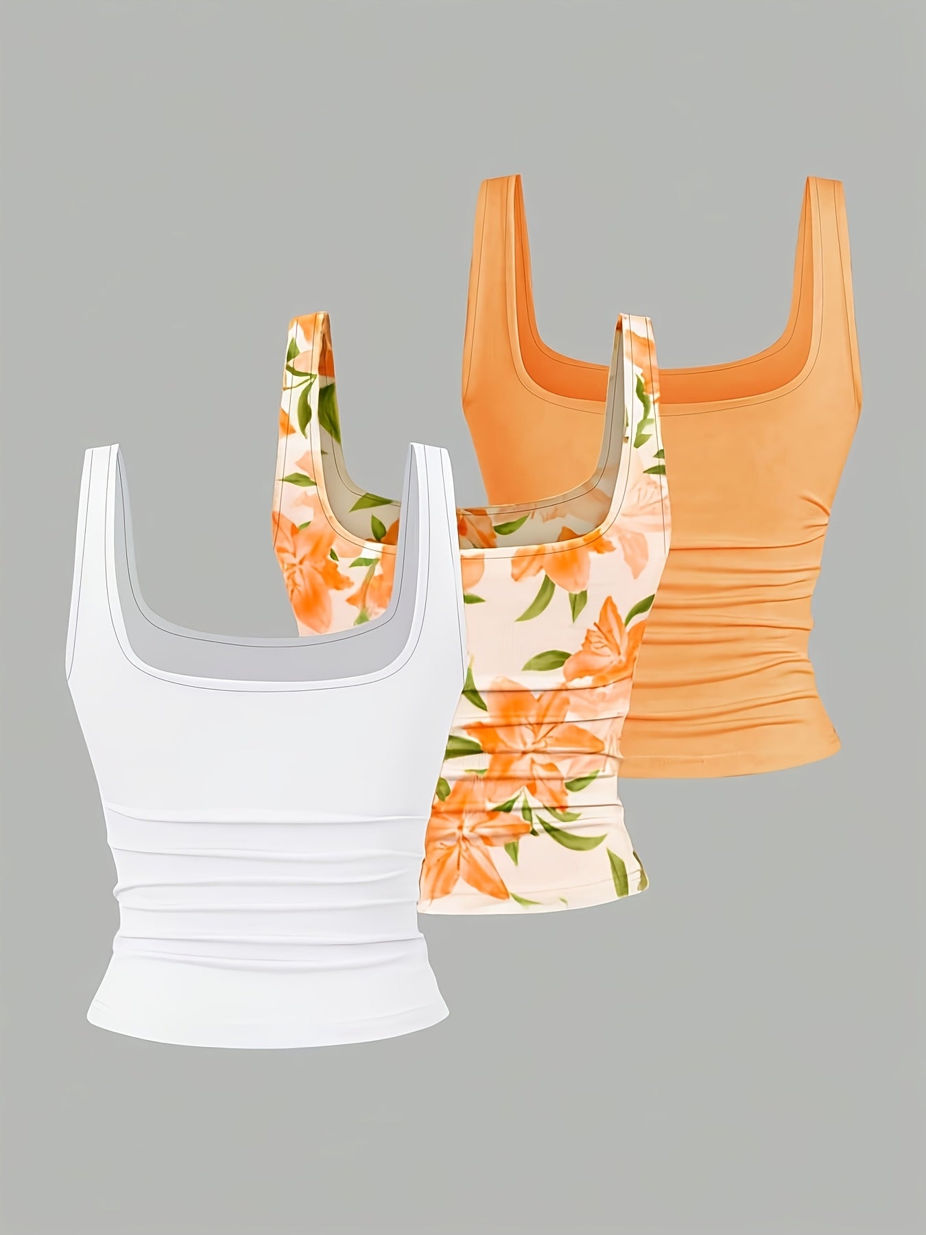 Camisetas de tirantes plisadas – Set de 3 piezas