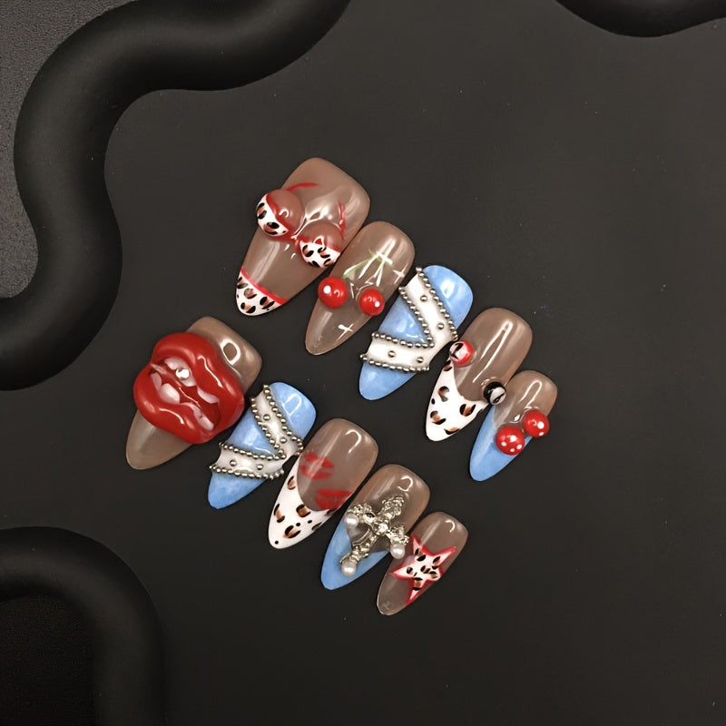 Uñas postizas 3D labios exagerados – Forma almendra