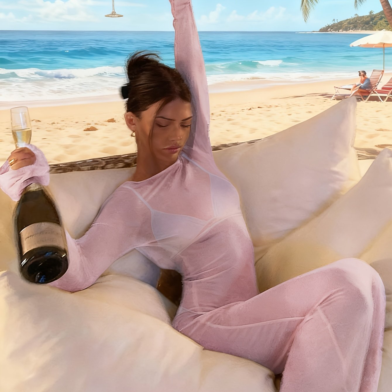 Vestido ajustado transparente con espalda descubierta