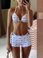 Bikini de tres piezas estilo isla tropical