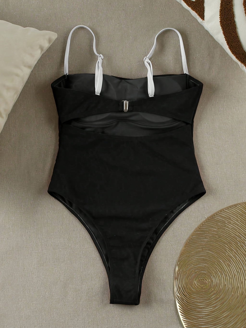 Bañador de Una Pieza Bicolor – Café & Amarillo Estilo Vacaciones