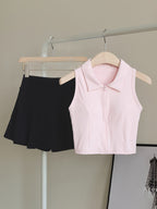 Set Deportivo 2 Piezas – Top con Almohadillas + Falda Short de Alto Rendimiento