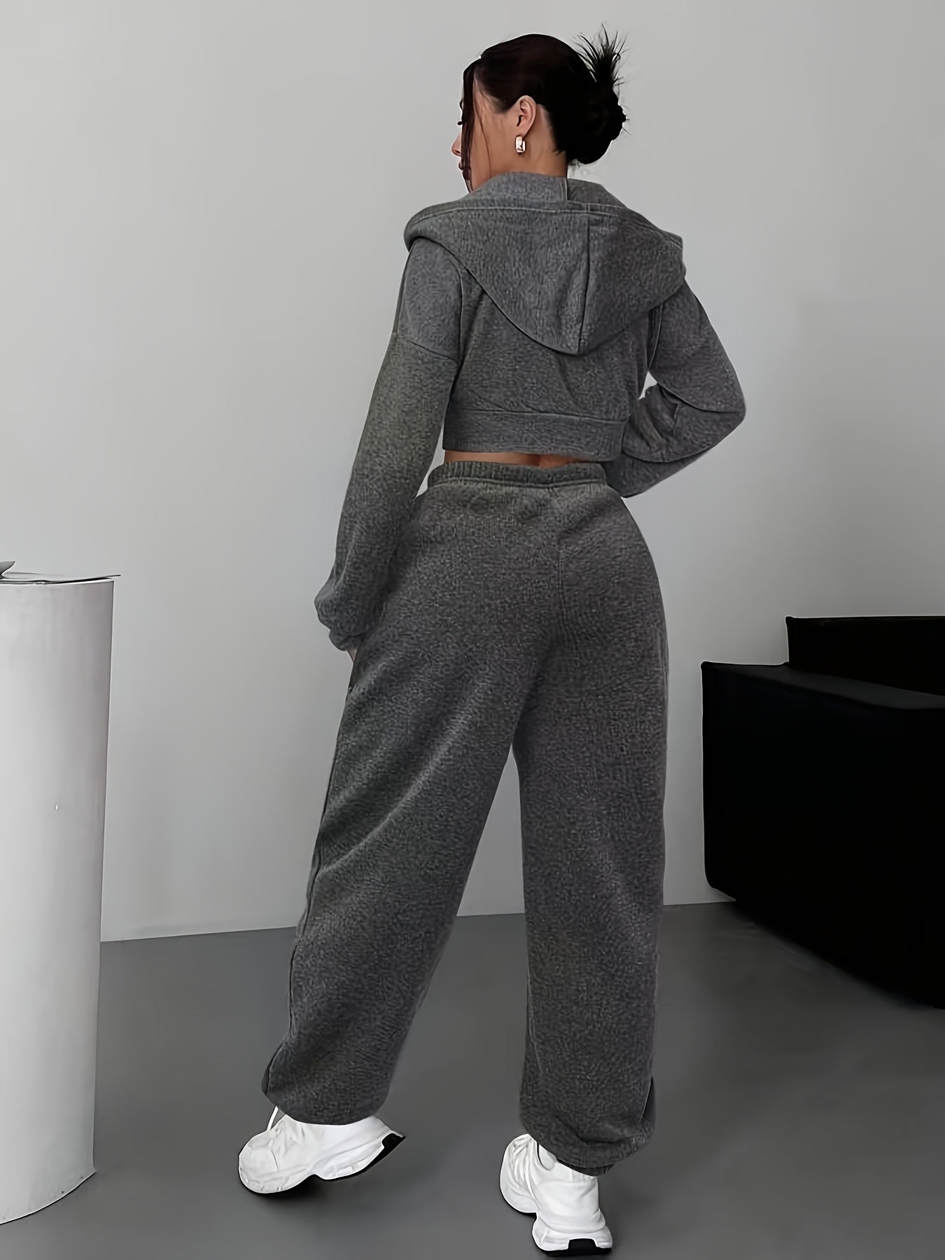 Conjunto de sudadera corta con cremallera