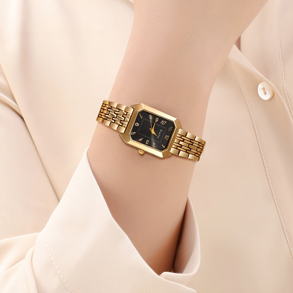 Set Reloj Cuadrado y Joyas para Mujer - 6 Piezas con Collar Corazón