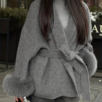 Abrigo kimono con cinturón