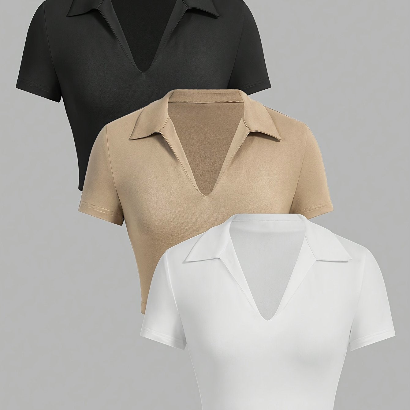 Pack de 3 camisetas crop V-neck – Slim Fit