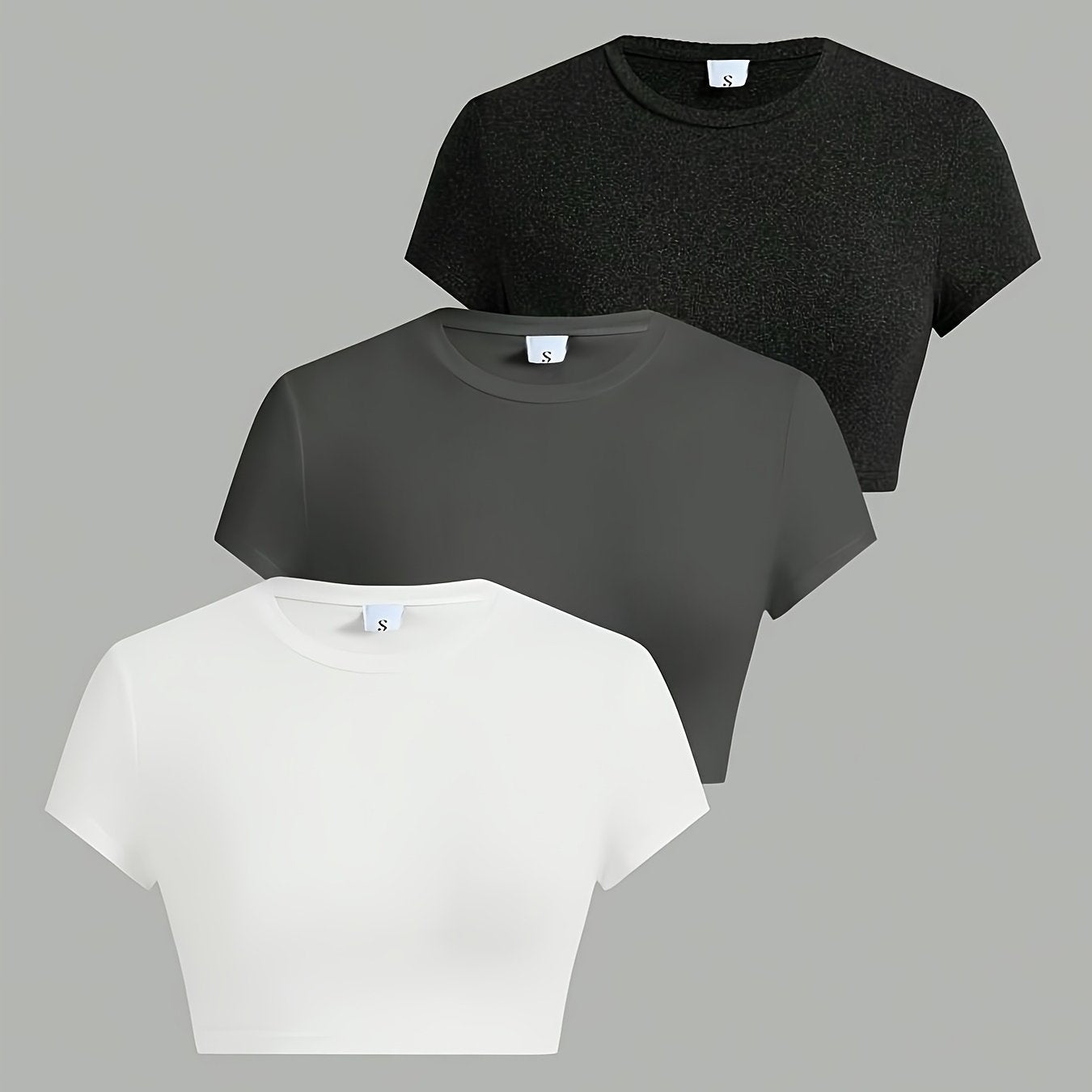 Set de 3 piezas – Camiseta corta + falda/pantalón (navel exposed)