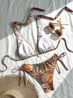 Bikini halter animal print láser.