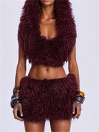 Conjunto 2 Piezas · Top con Capucha y Espalda Descubierta + Mini Falda