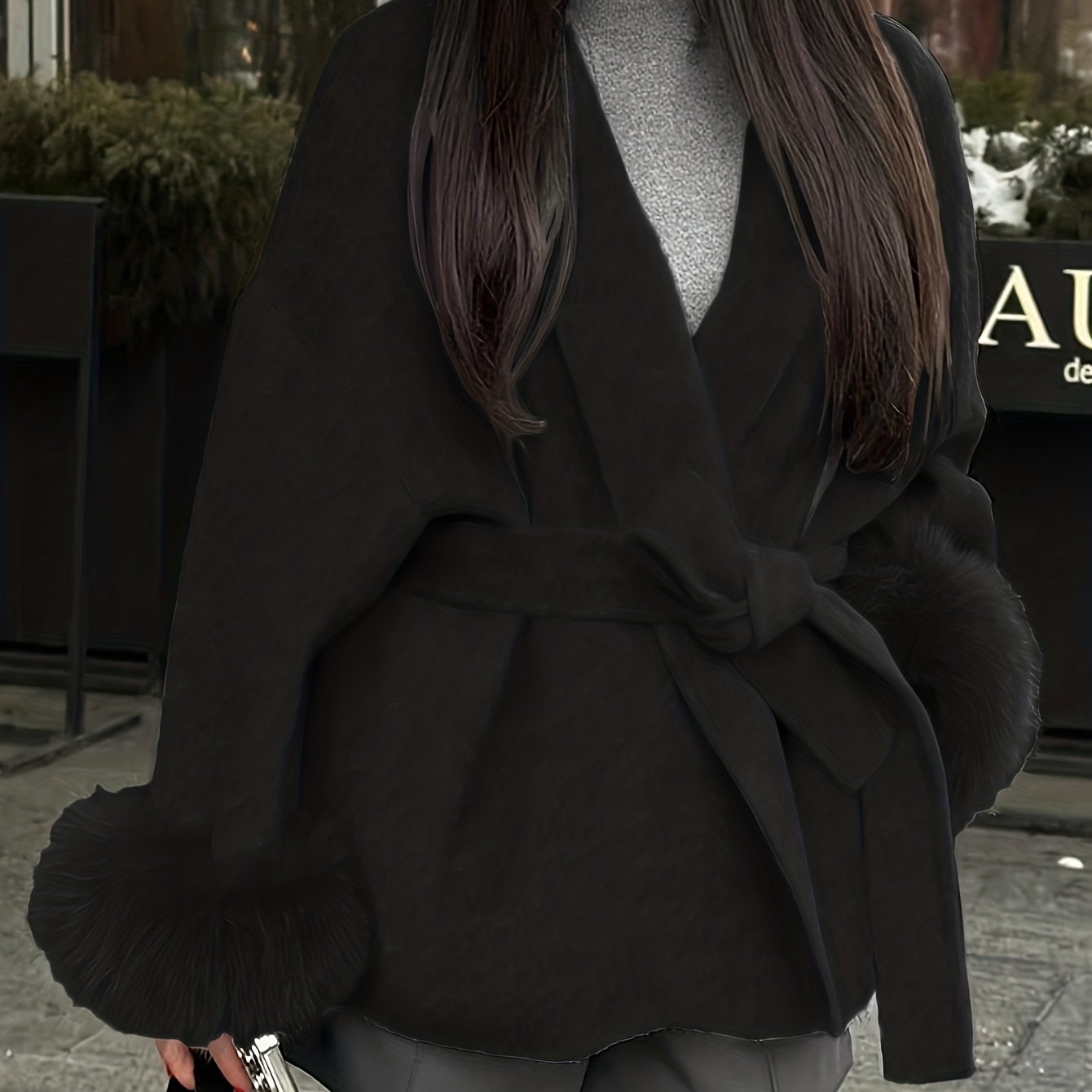 Abrigo kimono con cinturón