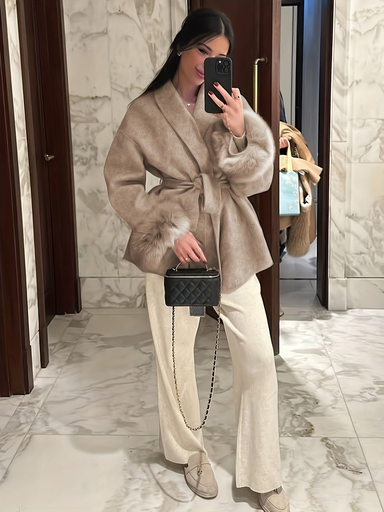 Abrigo kimono con cinturón