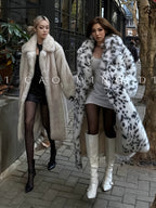 Abrigo Largo de Peluche · Estampado Lince/Leopardo