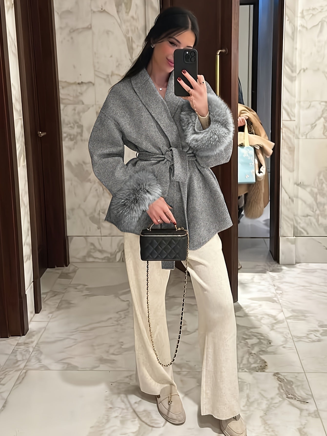 Abrigo kimono con cinturón